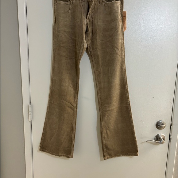 Plastic by Gly Embroidered Pockets Corduroy Flare New Tan Size 9 - Picture 2 of 4